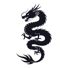 Traditional chinese dragon silhouette with fierce expression
