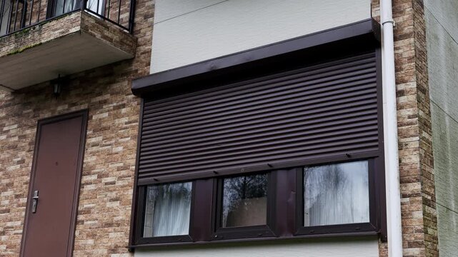 Rolling Shutter Window are opened using smart home mobile app. High quality 4k footage