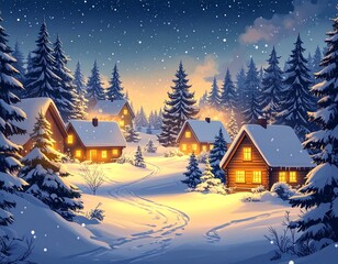 Fototapeta premium Peaceful Winter Night in the Forest