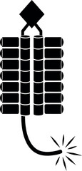 Black silhouette of a bundle of firecrackers silhouette