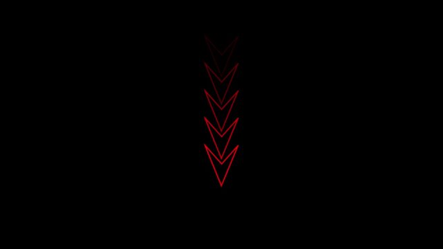 Dynamic red downward arrow animation loop with a dark background
