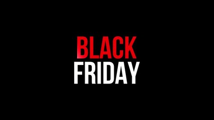 Black Friday concept animation in red, black, and white for promotions. 4K