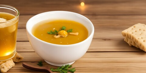 cup of soup with lemon