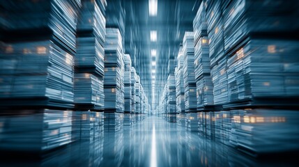 Futuristic server room symbolizing digital transformation and data management.