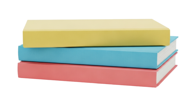 Isolated Stack of Books Still Life on a Neutral Surface, Textbook Collection, Colorful