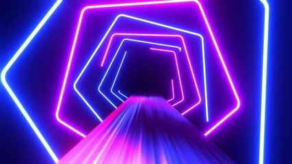 Pentagon neon tunnel VJ loop animation background