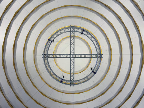 Modern circular ceiling architecture geometric pattern