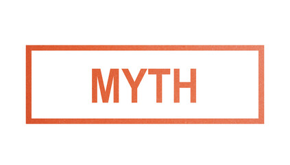 MYTH. stamp with rough texture, rectangular frame.
