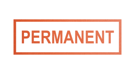 PERMANENT. stamp with rough texture, rectangular frame.