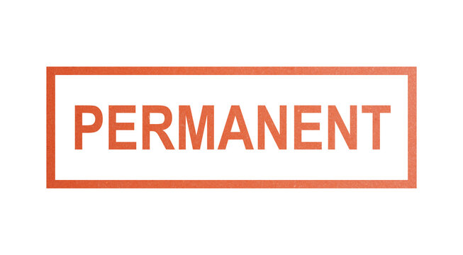 PERMANENT. stamp with rough texture, rectangular frame.