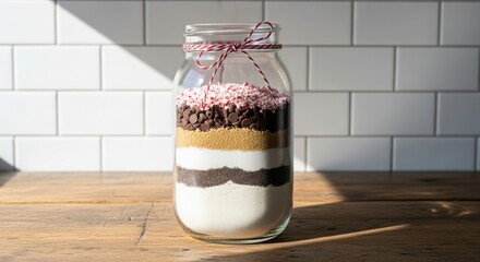Delightful cookie mix jar layers ready for baking festive treats at home