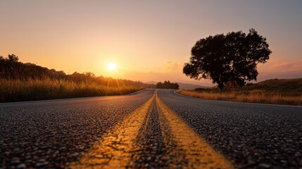 Open road at sunset
