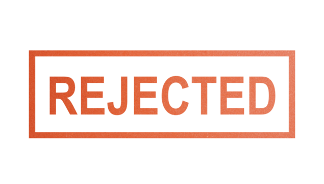 REJECTED. stamp with rough texture, rectangular frame.