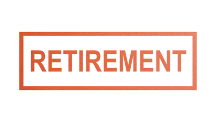 RETIREMENT. stamp with rough texture, rectangular frame.