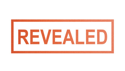 REVEALED. stamp with rough texture, rectangular frame.