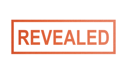 REVEALED. stamp with rough texture, rectangular frame.