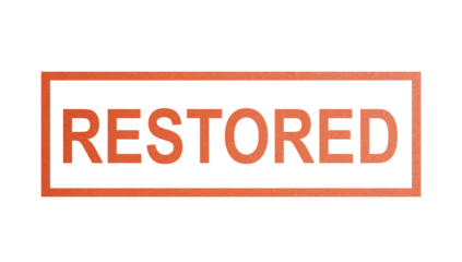 RESTORED. stamp with rough texture, rectangular frame.