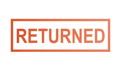 RETURNED. stamp with rough texture, rectangular frame.