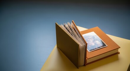 Cherish memories with an open photo album and a beautiful keepsake book