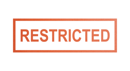 RESTRICTED. stamp with rough texture, rectangular frame.