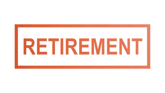 RETIREMENT. stamp with rough texture, rectangular frame.