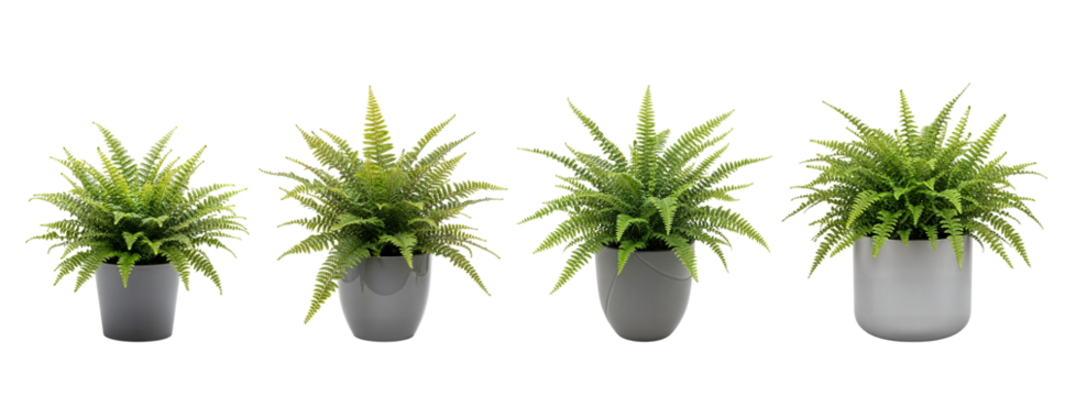 set of Indoor spider plant style grasses in modern gray pots