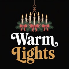 Christmas Candelabra with Warm Lights Text holiday