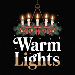 Christmas Candelabra with Ornaments and Warm Lights Text
