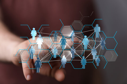 Concept of social network and global communication, digital connection and human interaction, technology networ