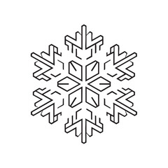 Geometric layered line icon of a complex six-sided snowflake.