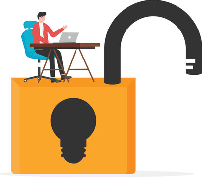 smart businessman holding golden key for success solution, unlock opportunity, achieve goal, business accessibility and growth concept
