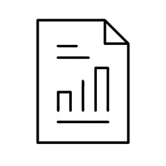Illustration of a document with a bar graph and lines in black and white outline style design vector