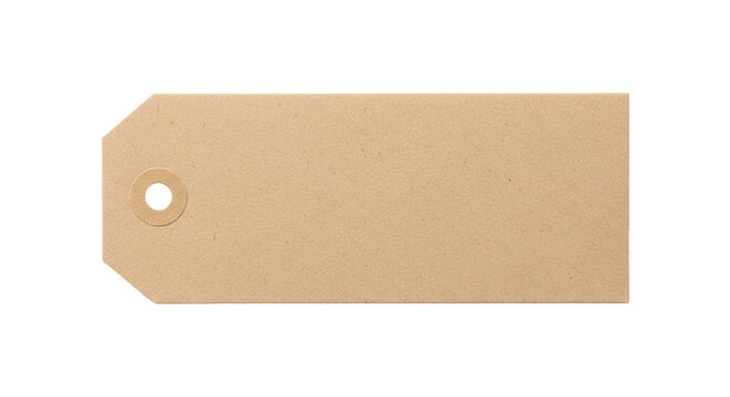 Isolated cardboard tag, product label for retail, gift, or price with hole for string or ribbon