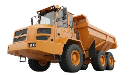 Isolated large articulated hauler with a hydraulic lift body for transporting materials