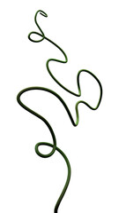 Curly twisted vine background. Green curved twig for stories isolated. Jewelry product 3D rendering