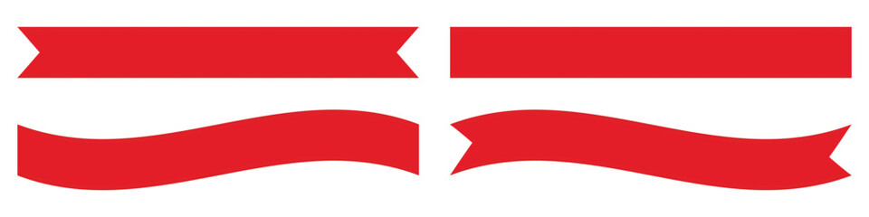 Set of red ribbon banners isolated on transparent background, png