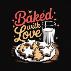 Delicious Baked Cookies And Milk With Love Message