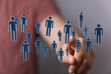 Concept of social network, communication, internet, teamwork, community, and human connections. Digital represe