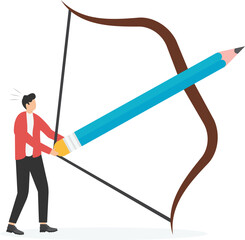 businessman archery pencil high up into the sky.
