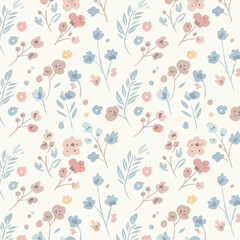 Seamless Floral Pattern with Pink Flowers and Leaves for Spring Decor