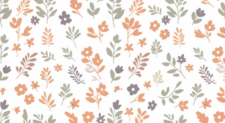 Obraz premium Yellow and purple watercolor floral pattern on a white background, watercolor flower seamless pattern. Watercolor print in rustic vintage style, textile or wallpaper.
