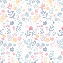 Seamless floral pattern with vintage colorful and leaves for wallpaper and textile design