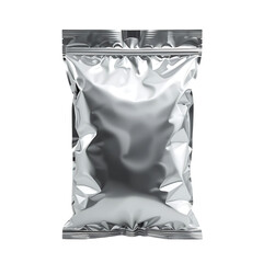 Blank silver foil packaging pouch for food and product mockup, Isolated on transparent background, png