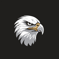 eagle head black white illustration logo design