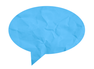 Blue crumpled paper speech bubble icon