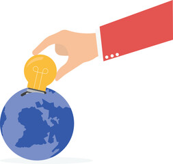 Global business investment in the environment and clean industry. World environment day, nature protection, nature saving. Vector illustration.
