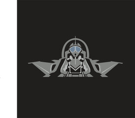 Stealth Fighter Pilot Flat illustration logo Design