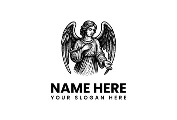 Elegant angel vector logo illustration for branding and business design in a vintage style - eps 19
