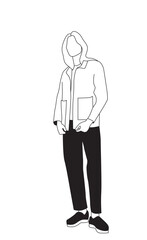 Queer androgynous Model Line art illustration portrait - SVG character 