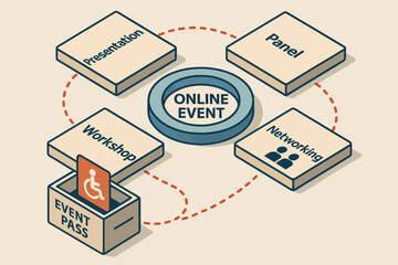 Accessible online event with presentation, panel, workshop, and networking options